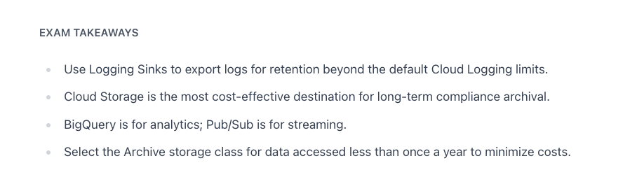 AwesomeGCP Exam Takeaways example summarizing overarching rules and principles for far transfer