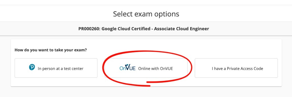 Select Online with OnVUE option