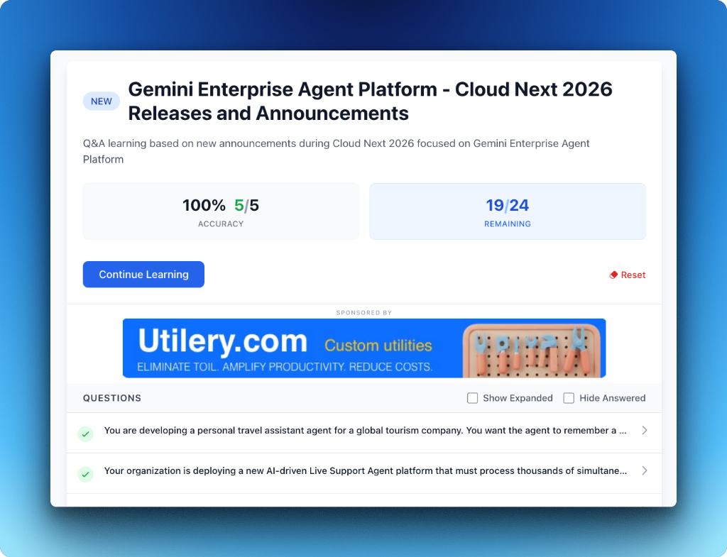 Example of sponsor banner inside a learning track view