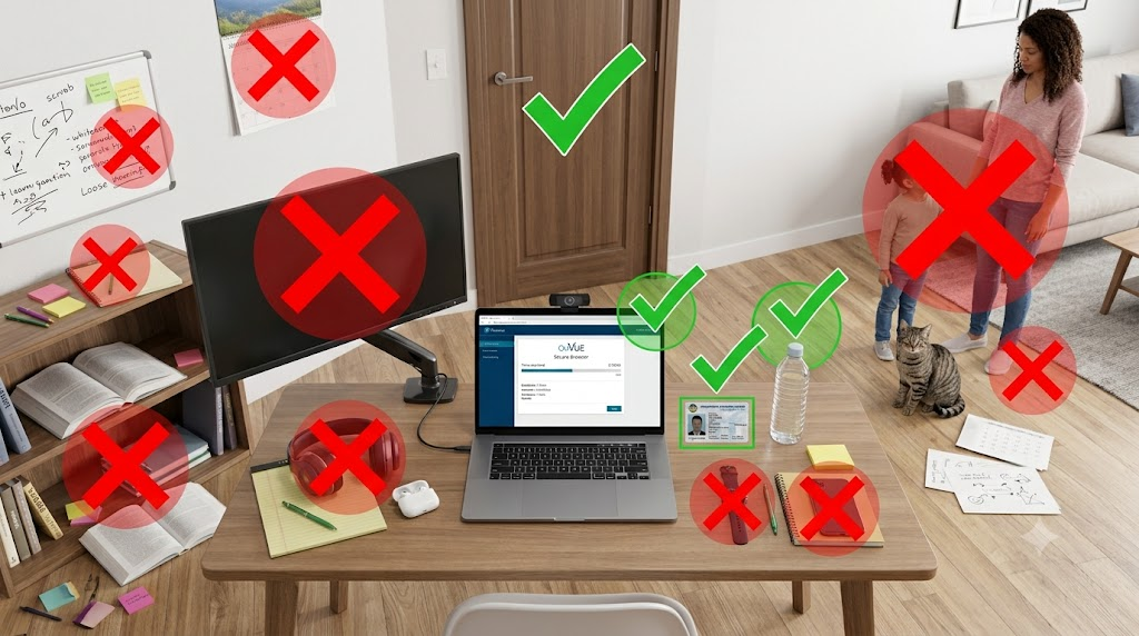 Workspace & Room Guidelines Infographic - Allowed vs Prohibited Items
